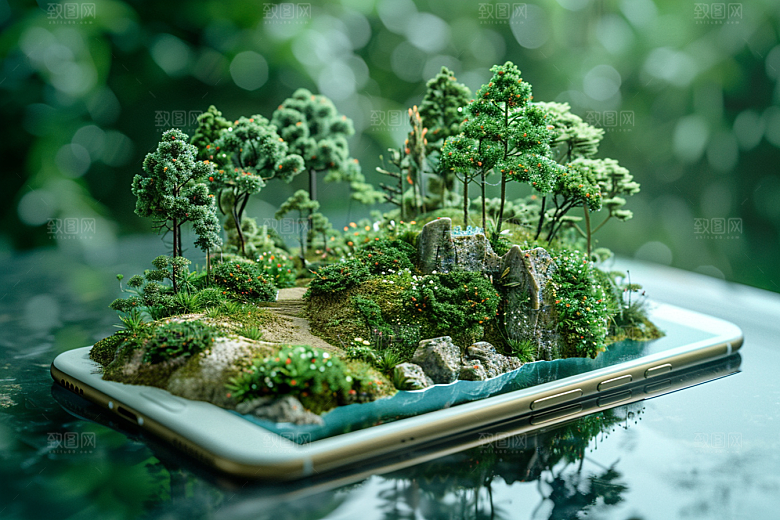 手机VR山水3D科技模型