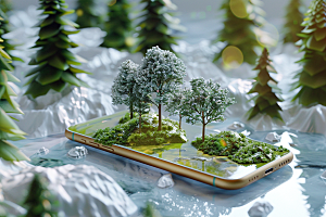 手机VR山水高清立体模型