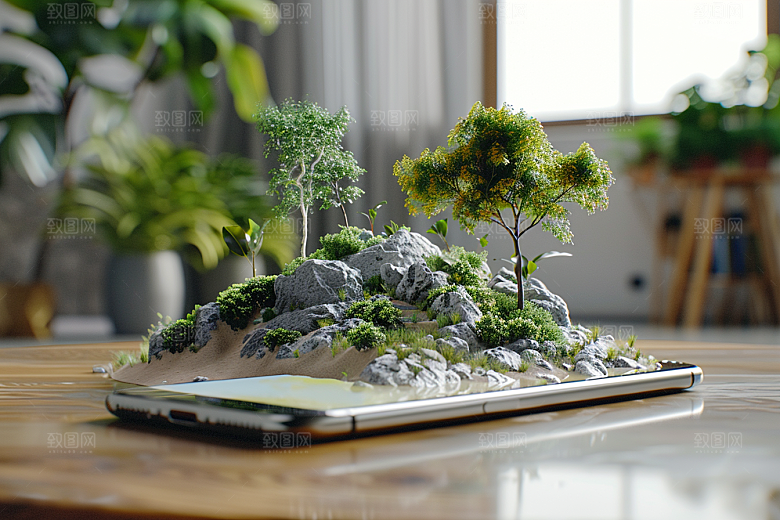手机VR山水未来自然模型