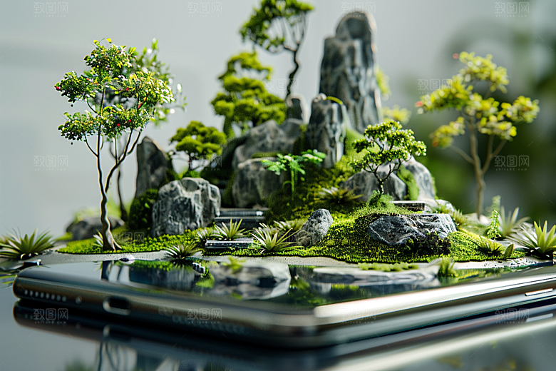 手机VR山水3D超现实模型