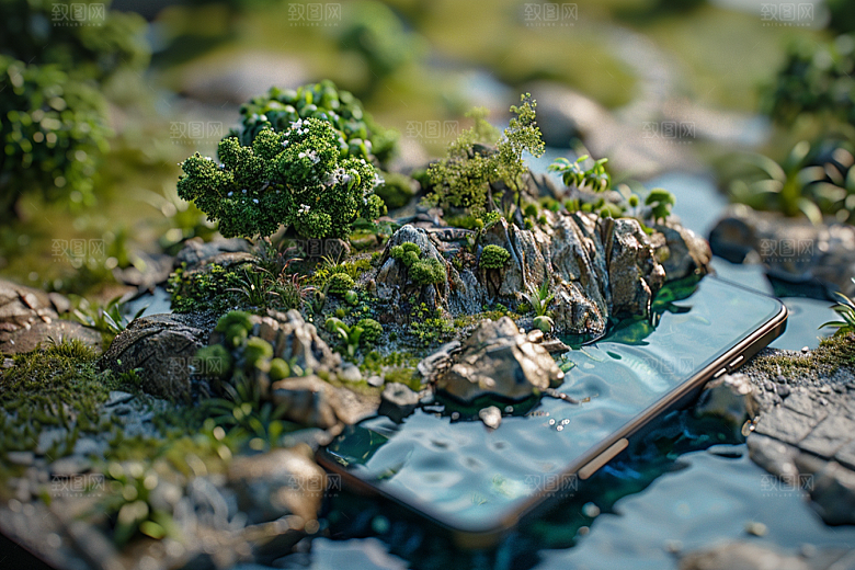 手机VR山水自然超现实模型