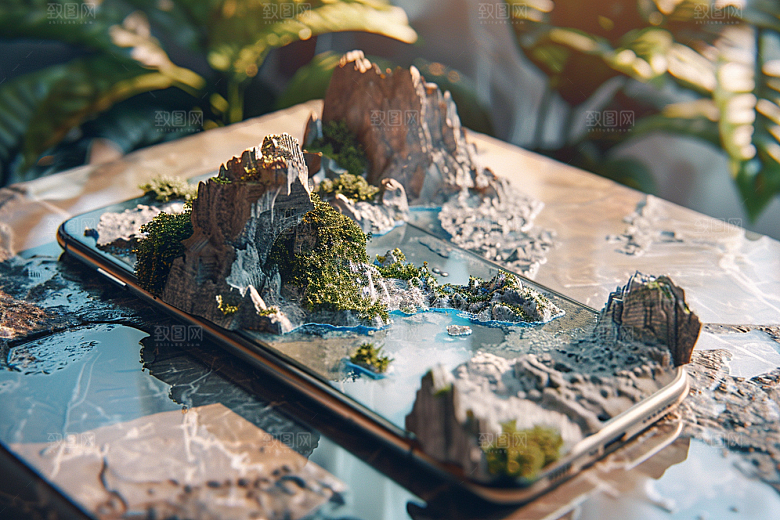 手机VR山水自然超现实模型