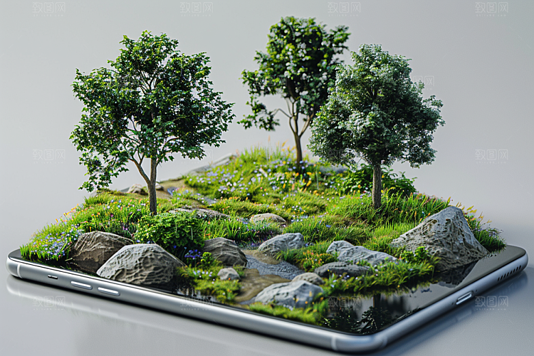 手机VR山水未来风光模型