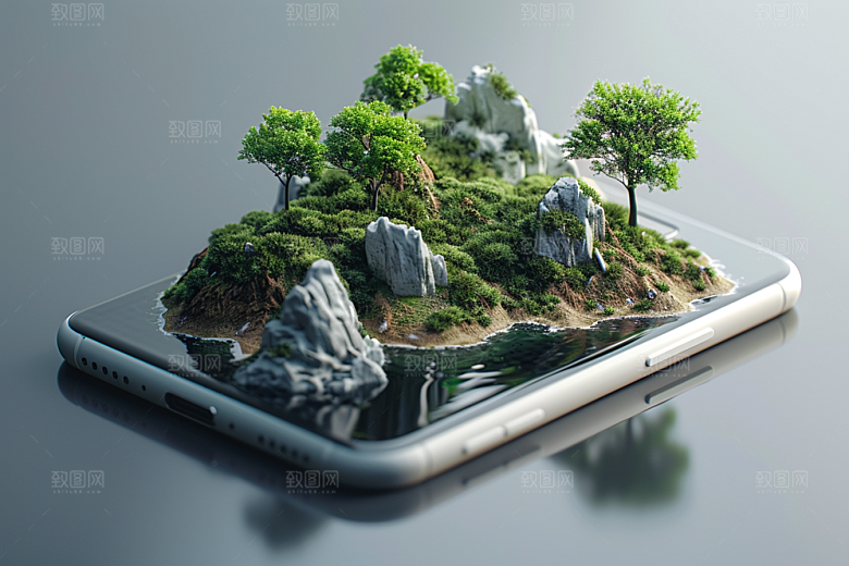 手机VR山水虚拟现实3D模型
