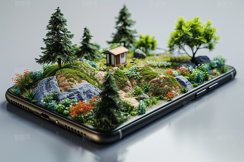 手机VR山水自然3D模型