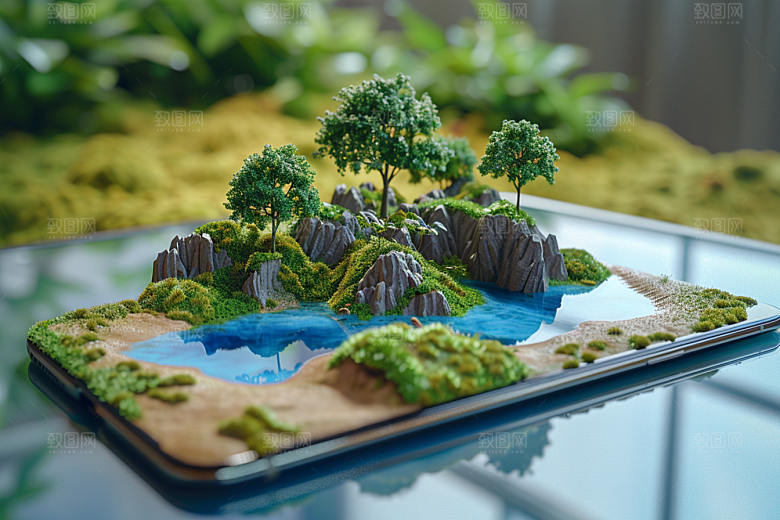 手机VR山水未来3D模型