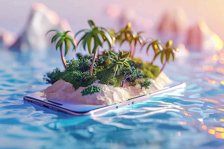 手机VR山水风光数码设备模型