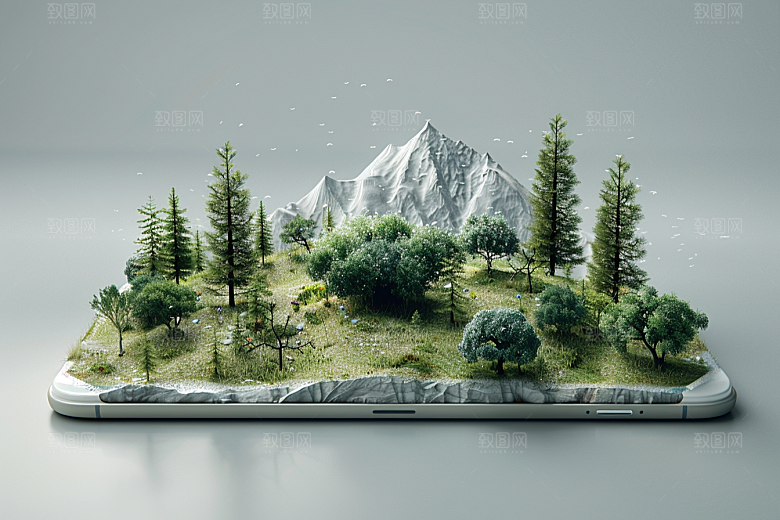 手机VR山水虚拟现实元宇宙模型