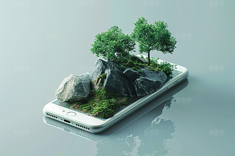 手机VR山水虚拟现实自然模型