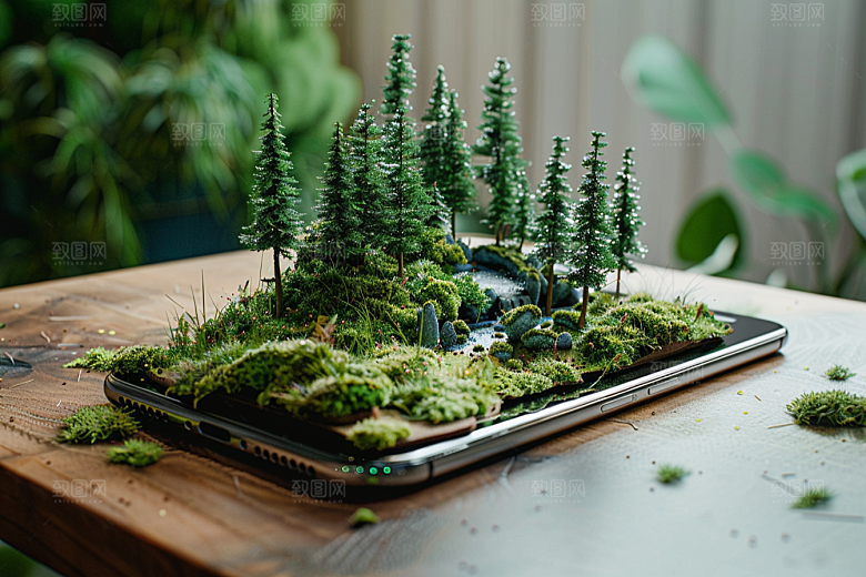 手机VR山水虚拟现实数码设备模型