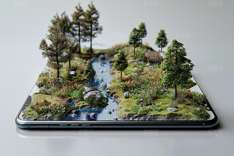 手机VR山水数码设备3D模型