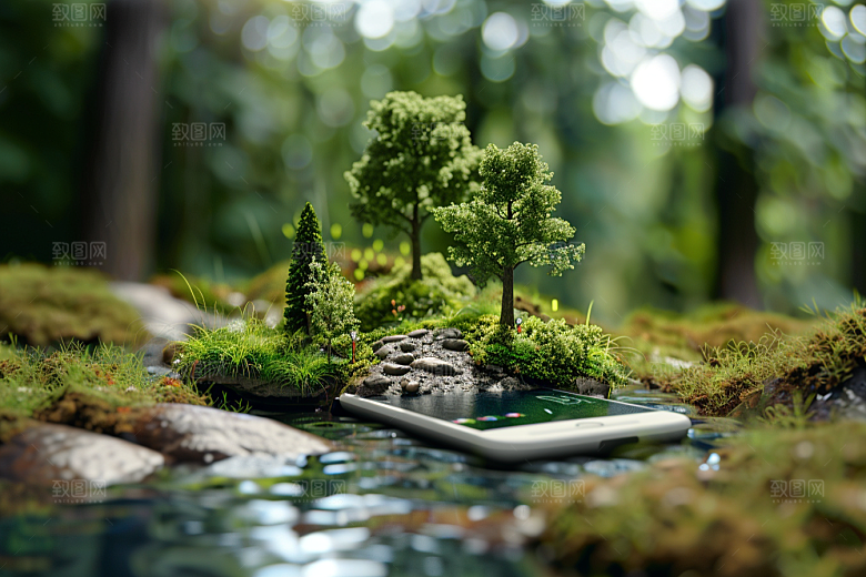 手机VR山水立体科技模型