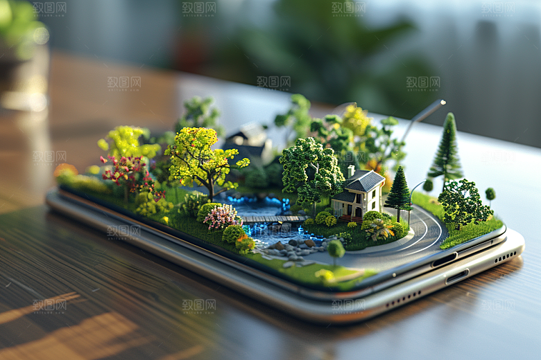 手机VR山水未来3D模型