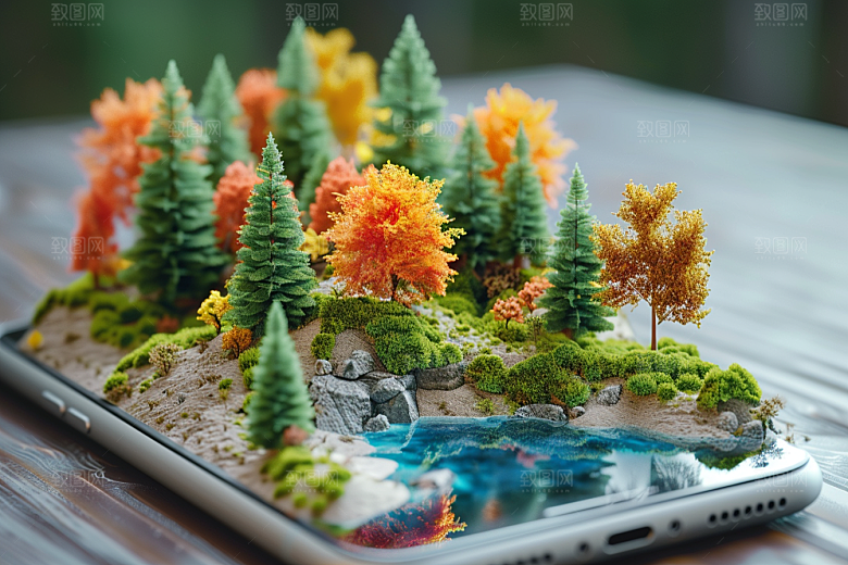手机VR山水超现实自然模型