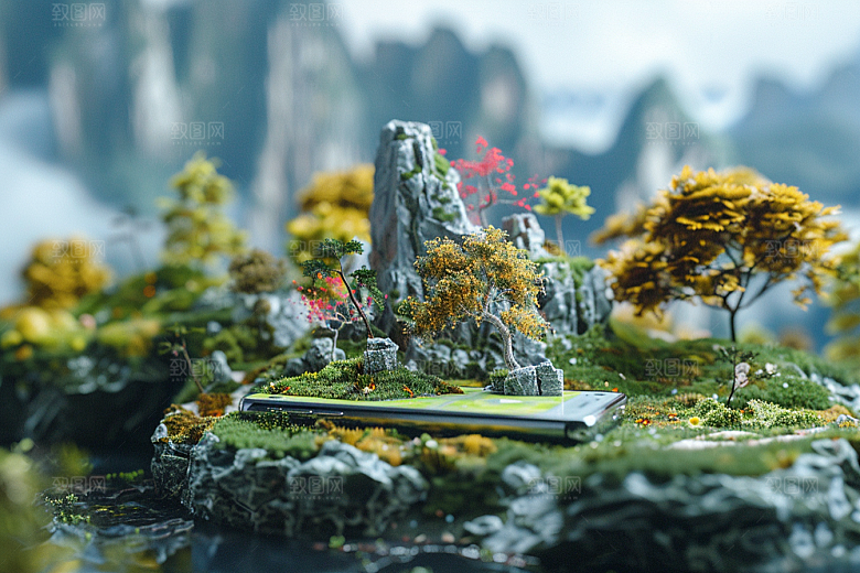 手机VR山水科技3D模型