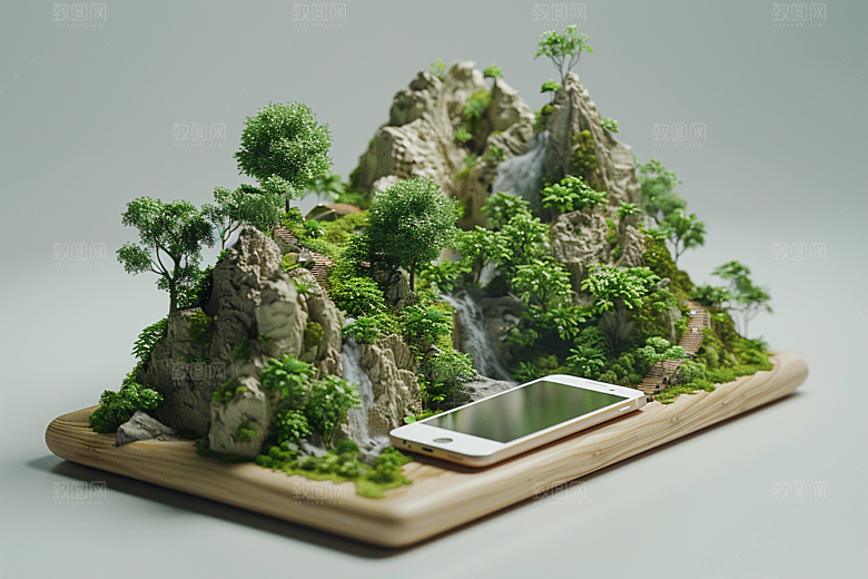 手机VR山水VR技术幻想风模型