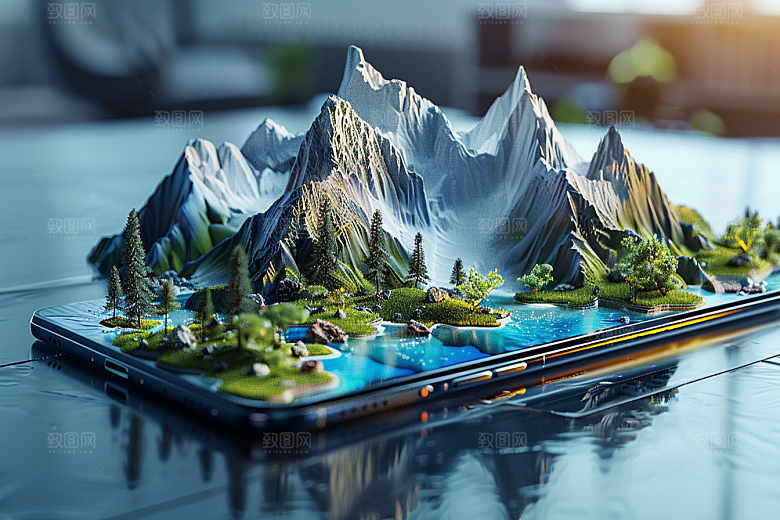 手机VR山水立体3D模型