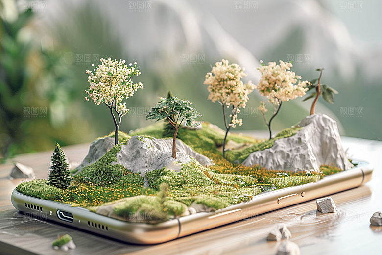 手机VR山水风光超现实模型
