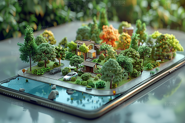 手机VR山水未来3D模型