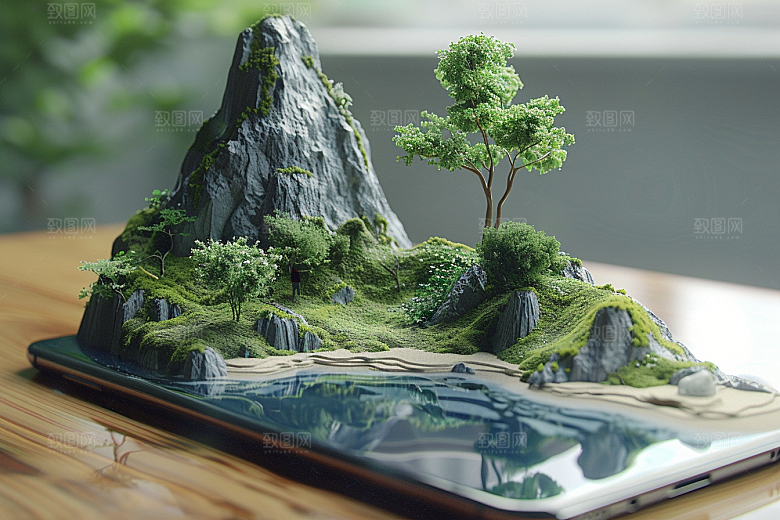 手机VR山水3D幻想风模型