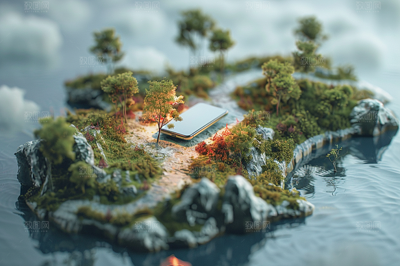 手机VR山水3D未来模型