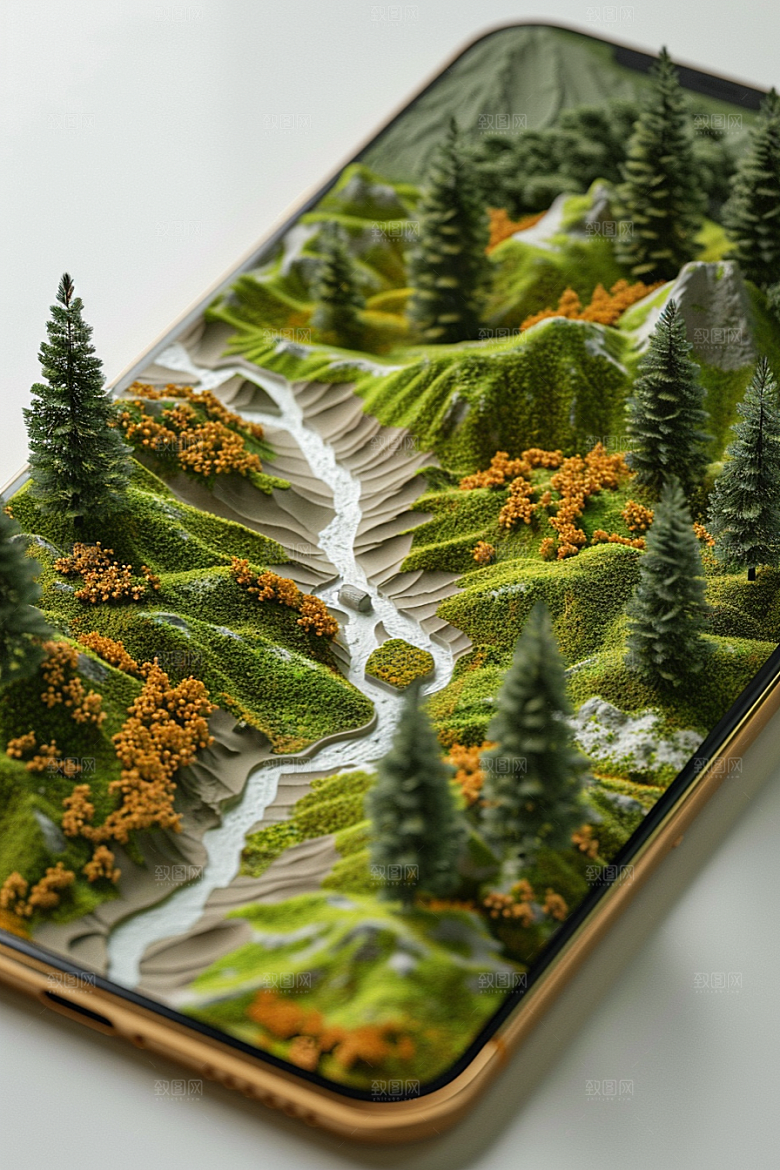 手机VR山水超现实立体模型