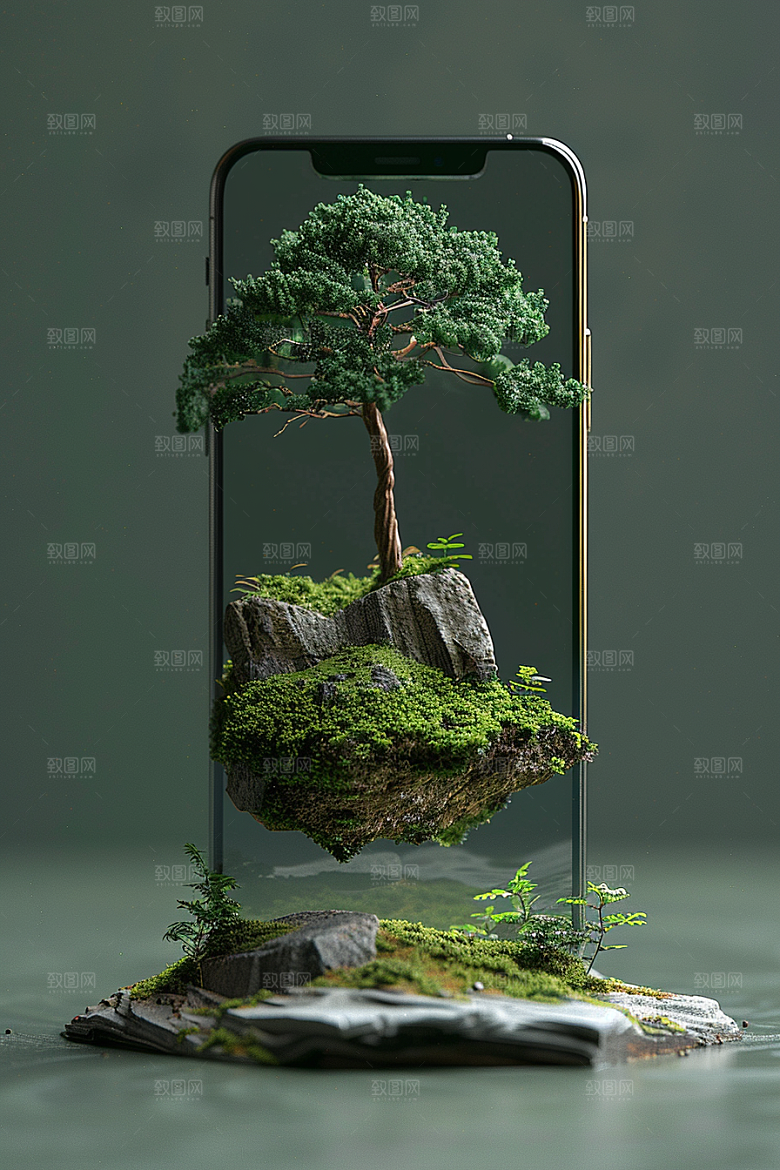 手机VR山水风光科技模型