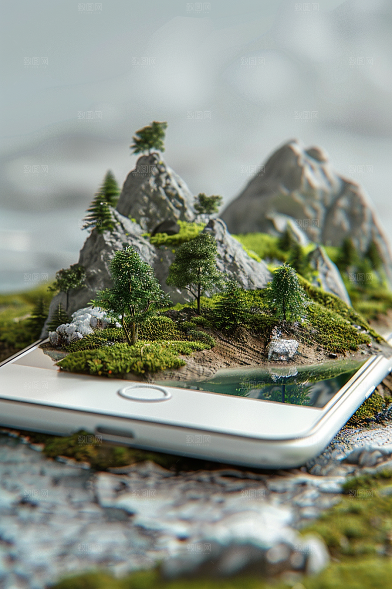 手机VR山水自然自然模型