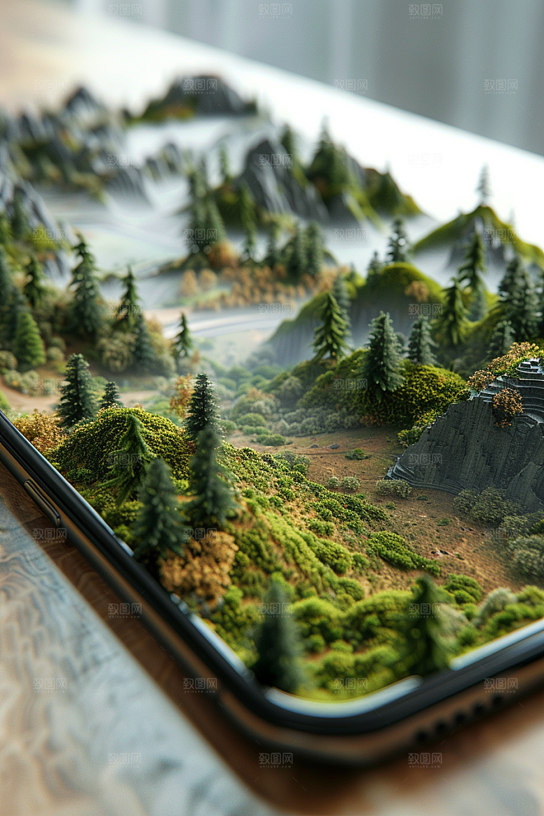 手机VR山水高清3D模型
