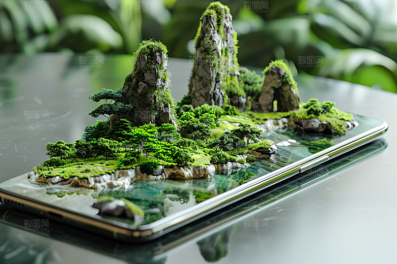 手机VR山水风光立体模型