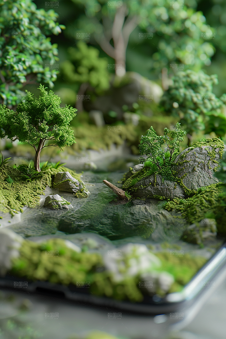 手机VR山水立体3D模型