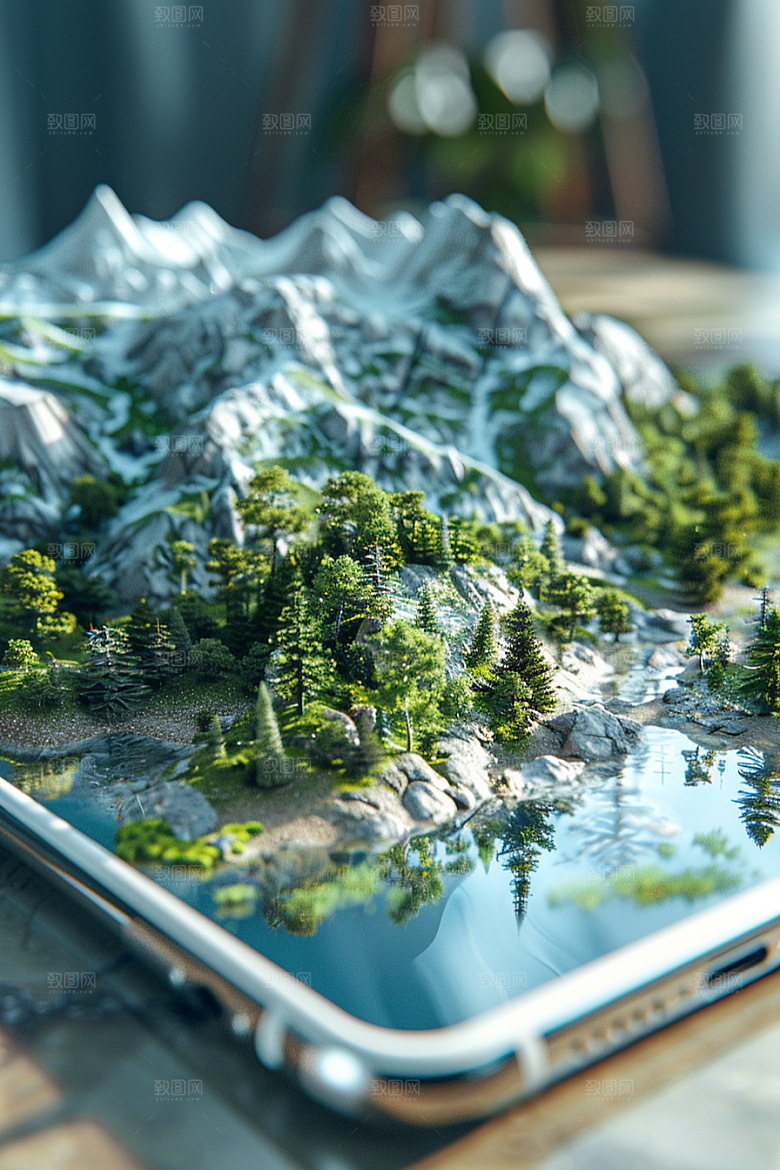 手机VR山水自然高清模型