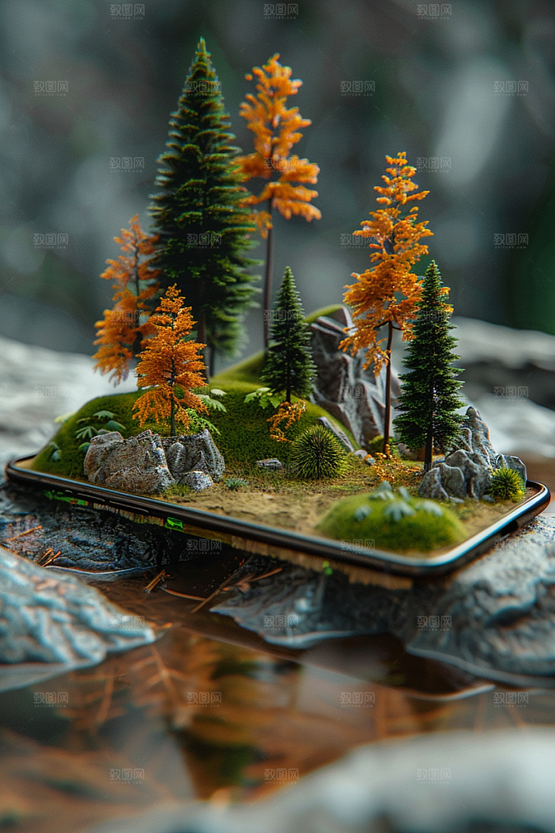 手机VR山水虚拟现实立体模型