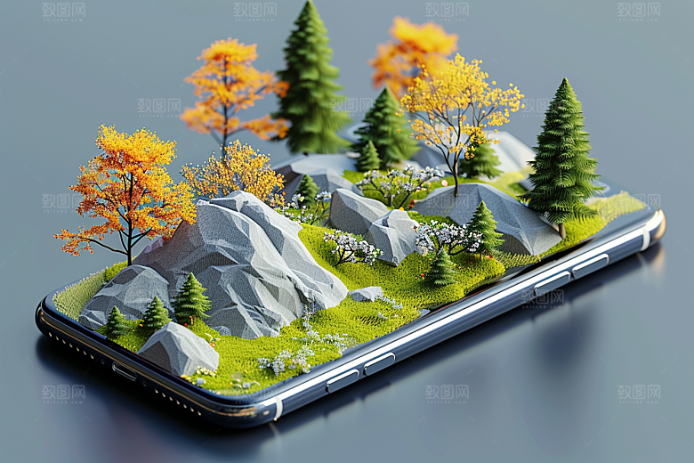 手机VR山水虚拟现实风光模型