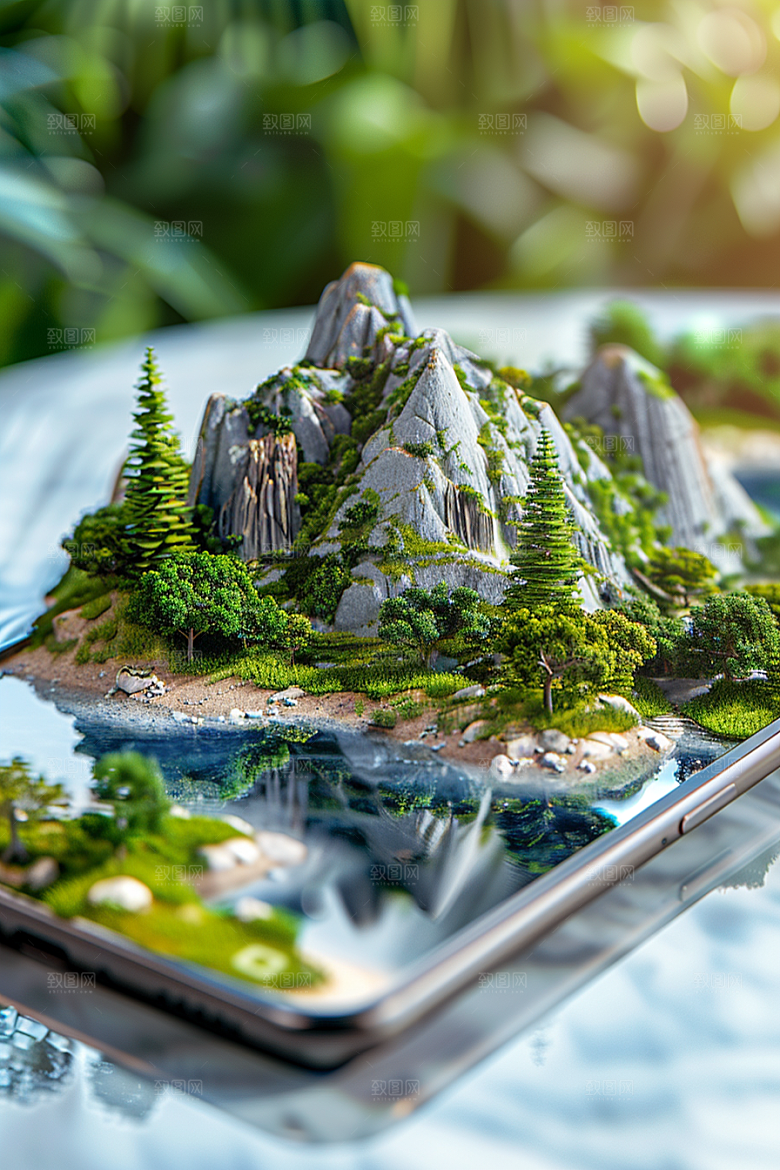 手机VR山水风光自然模型