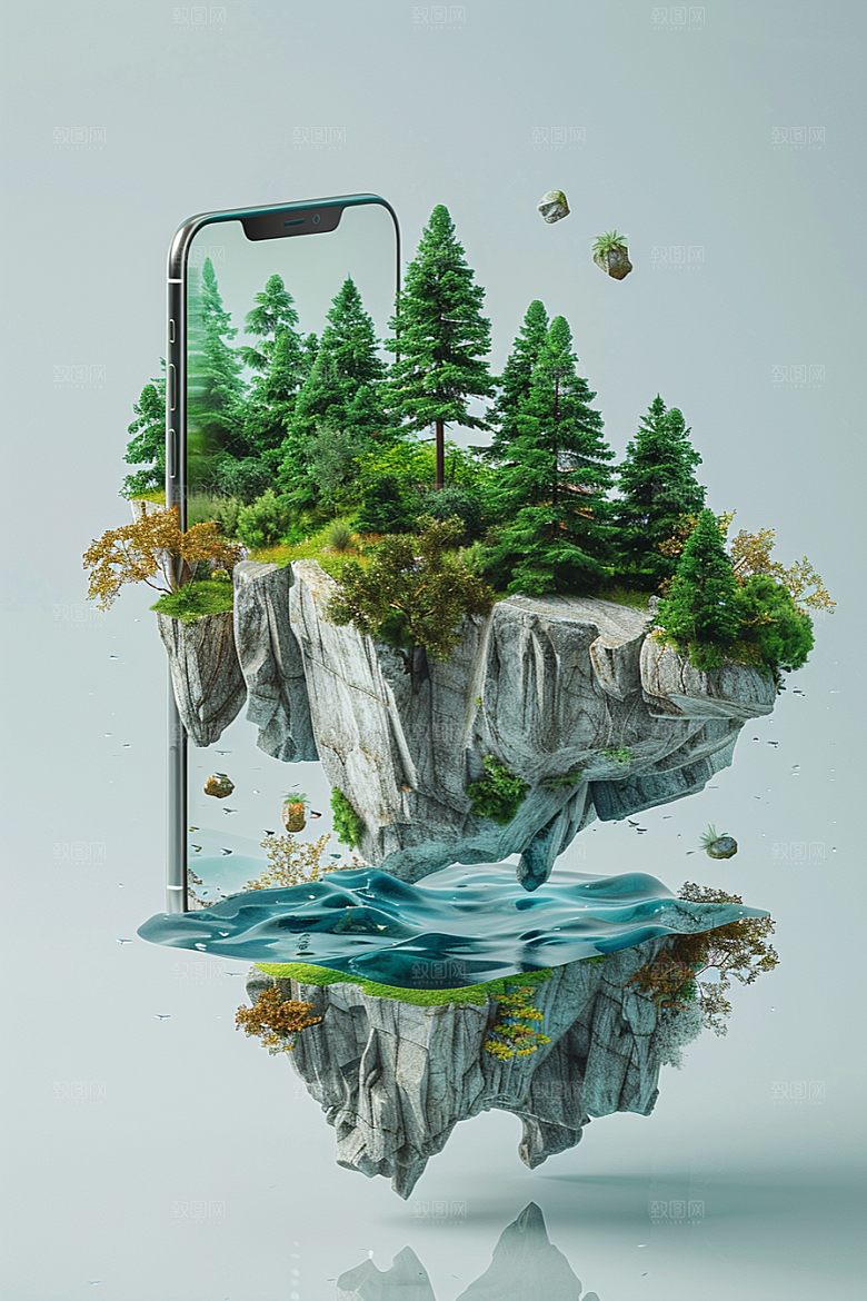 手机VR山水3D风光模型