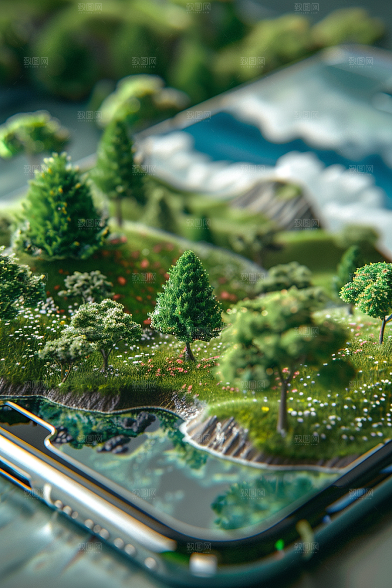 手机VR山水立体未来模型