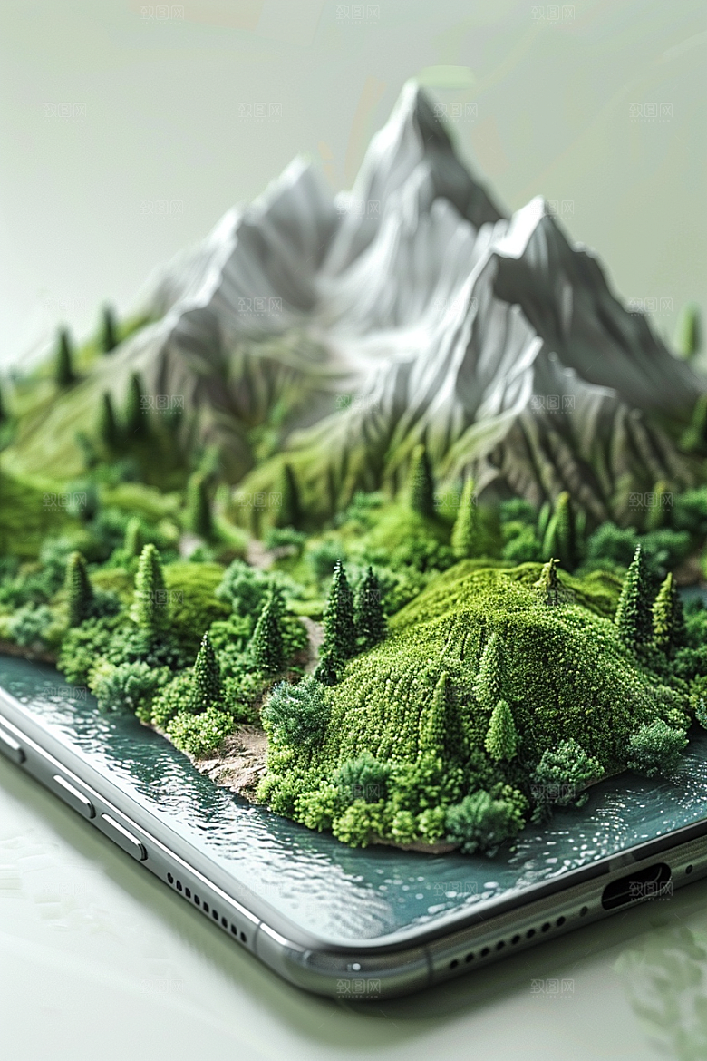手机VR山水数码设备未来模型