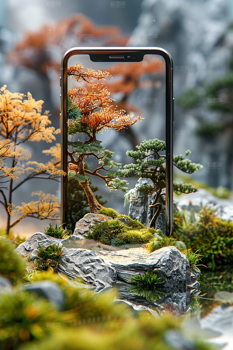 手机VR山水超现实未来模型