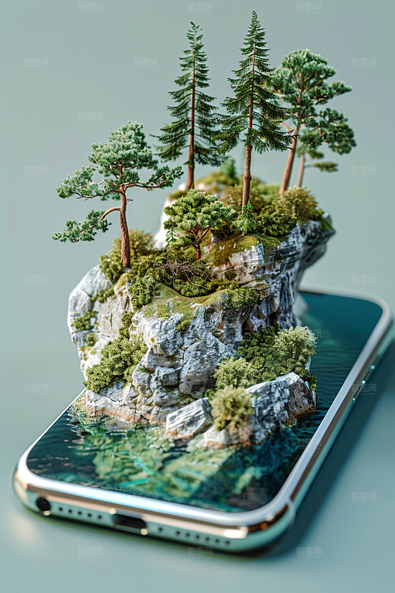 手机VR山水3D高清模型