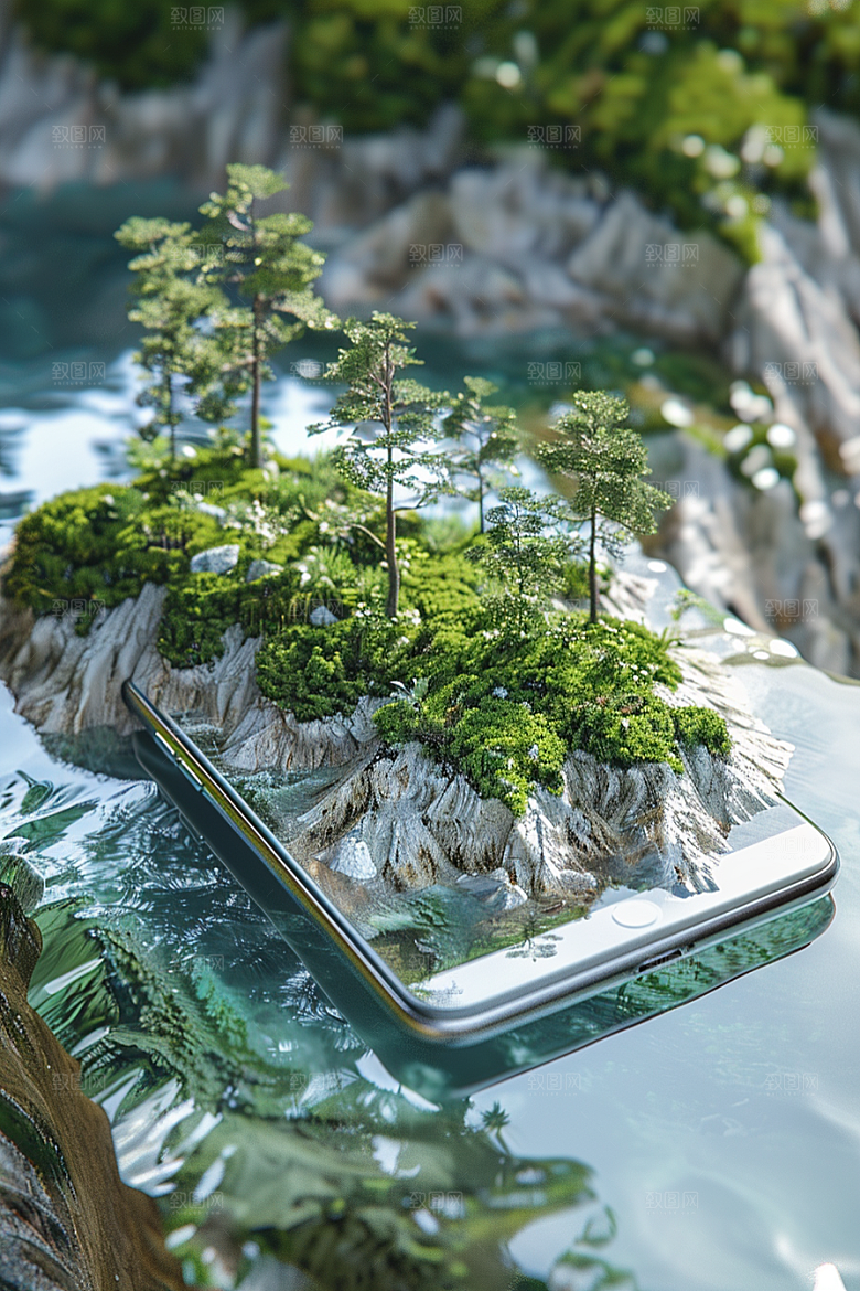手机VR山水自然超现实模型