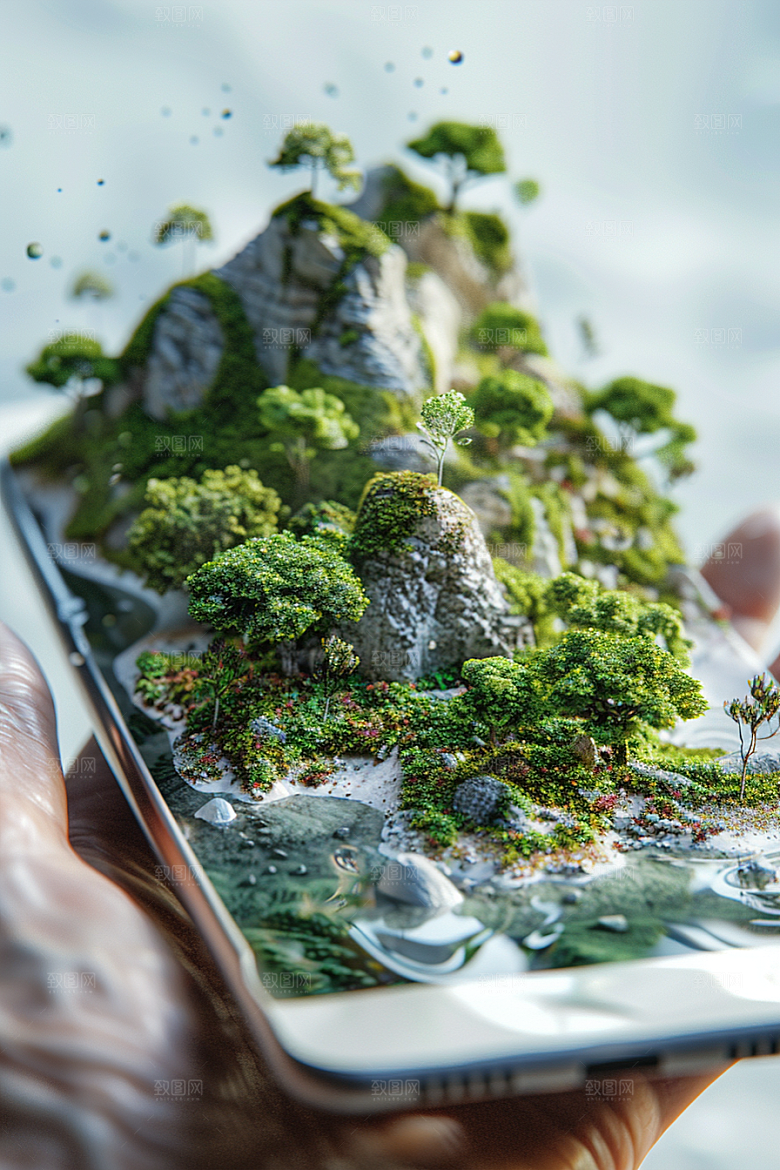 手机VR山水元宇宙自然模型