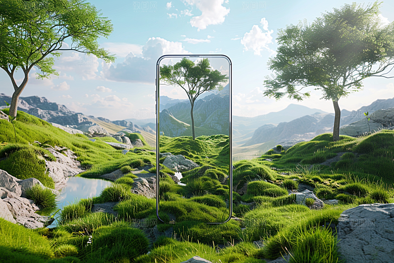 手机VR山水立体未来模型