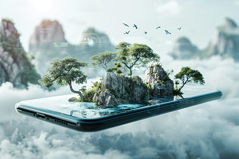 手机VR山水3D高清模型