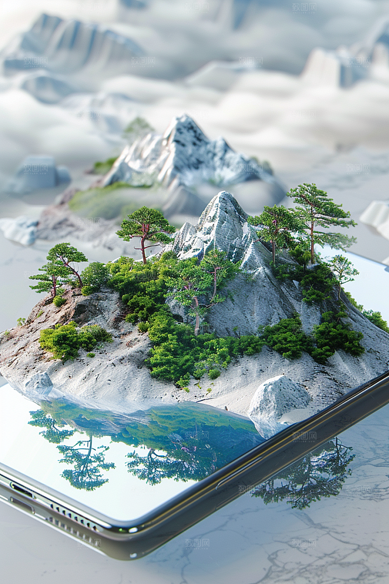 手机VR山水虚拟现实高清模型