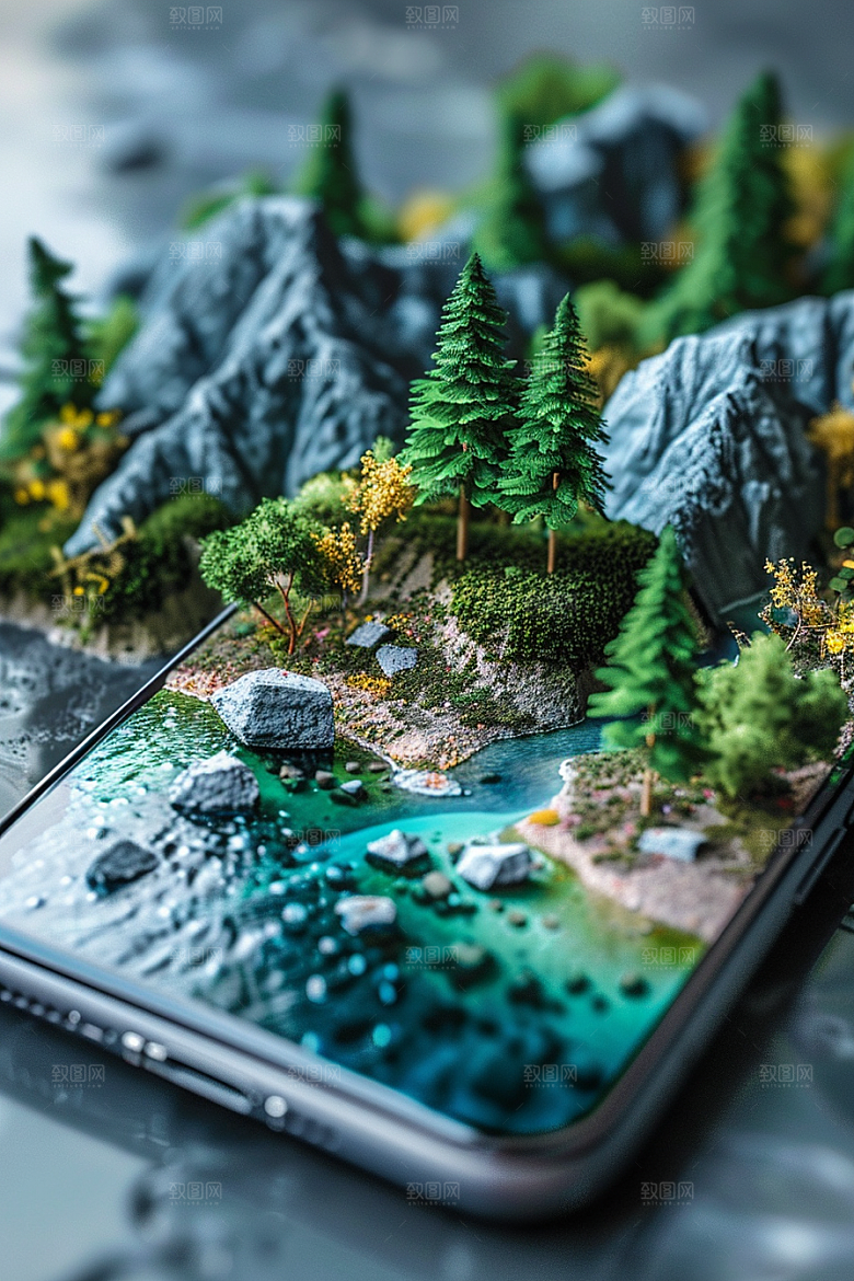 手机VR山水自然幻想风模型