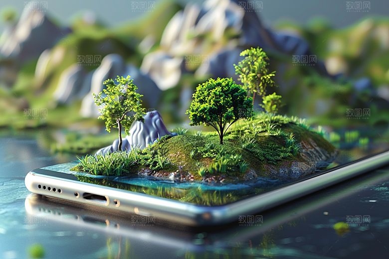 手机VR山水数码设备立体模型