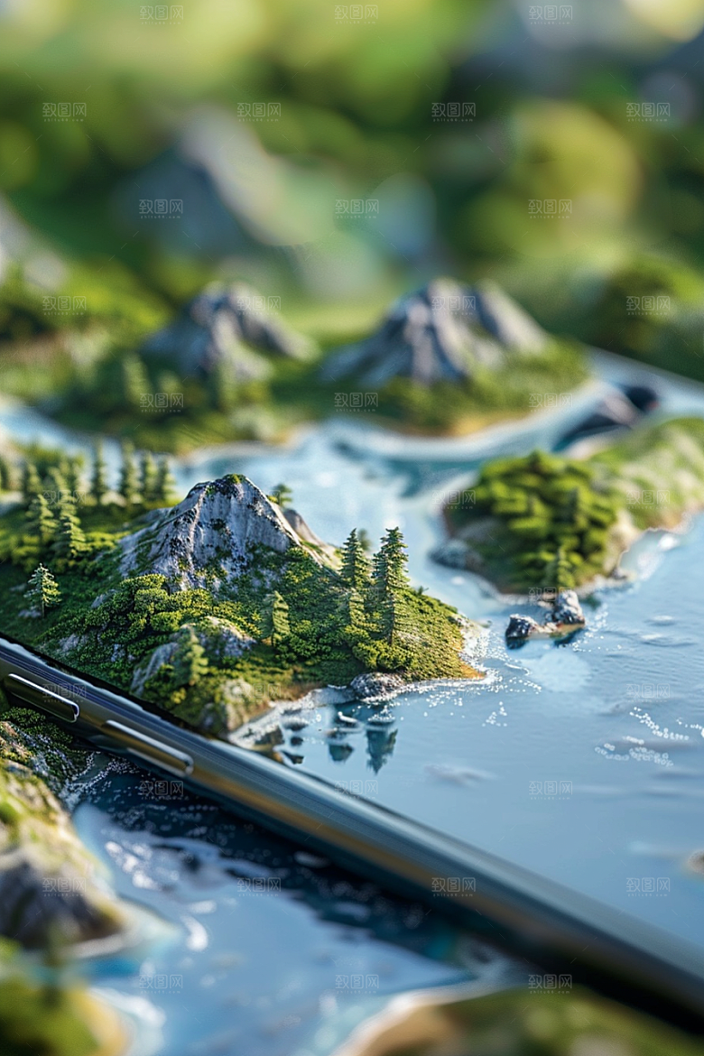 手机VR山水自然高清模型