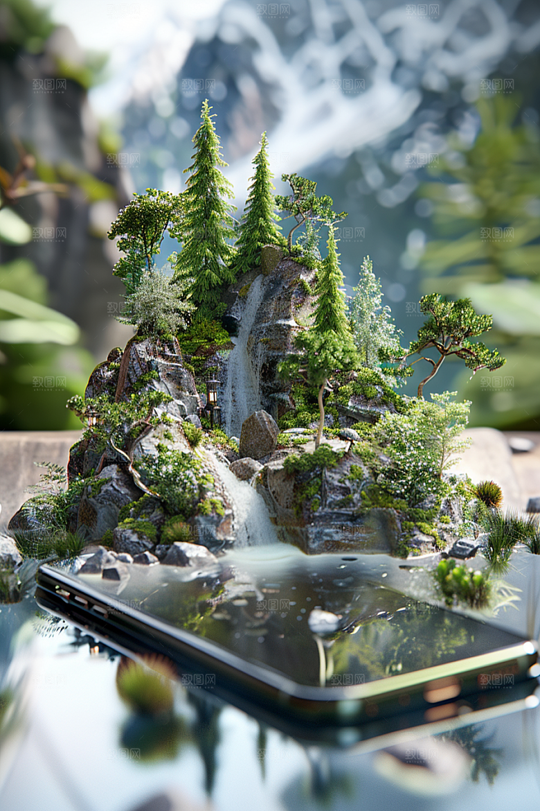 手机VR山水自然自然模型