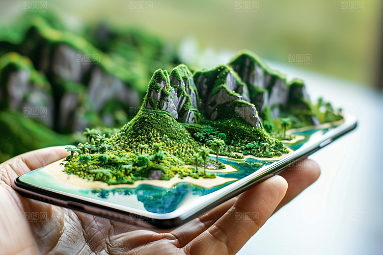 手机VR山水数码设备虚拟现实模型